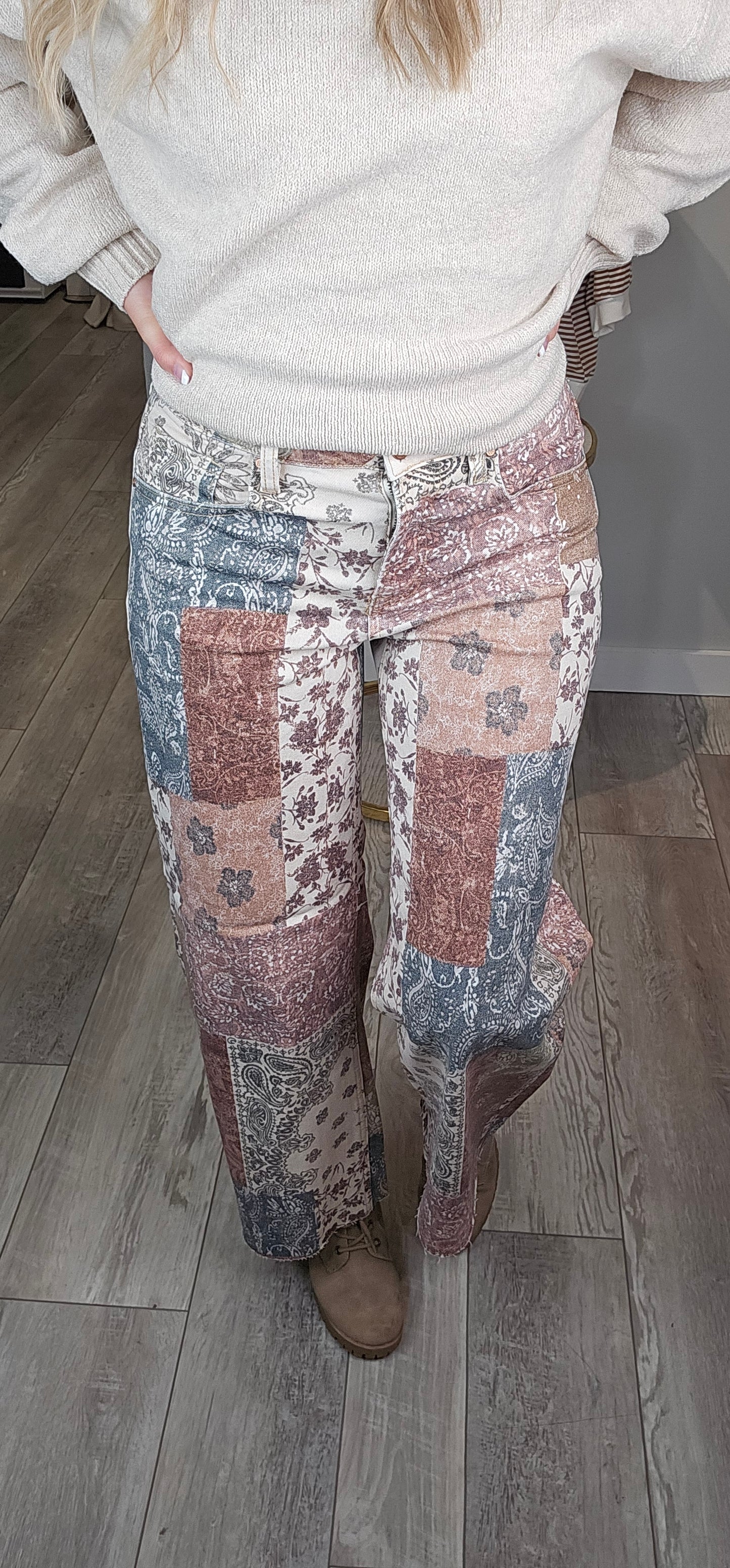 Risen Earth Block Wide Leg Jeans