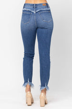 Load image into Gallery viewer, Judy Blue Highrise Fringed Slim Jeans
