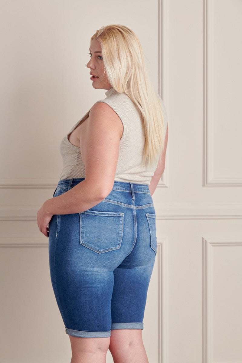 KanCan High Rise Cuffed Bermuda Shorts