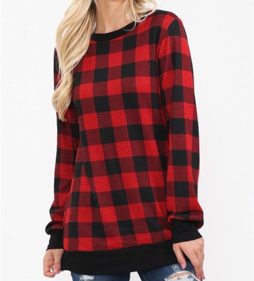 Buffalo Plaid Tunic - Red/Black