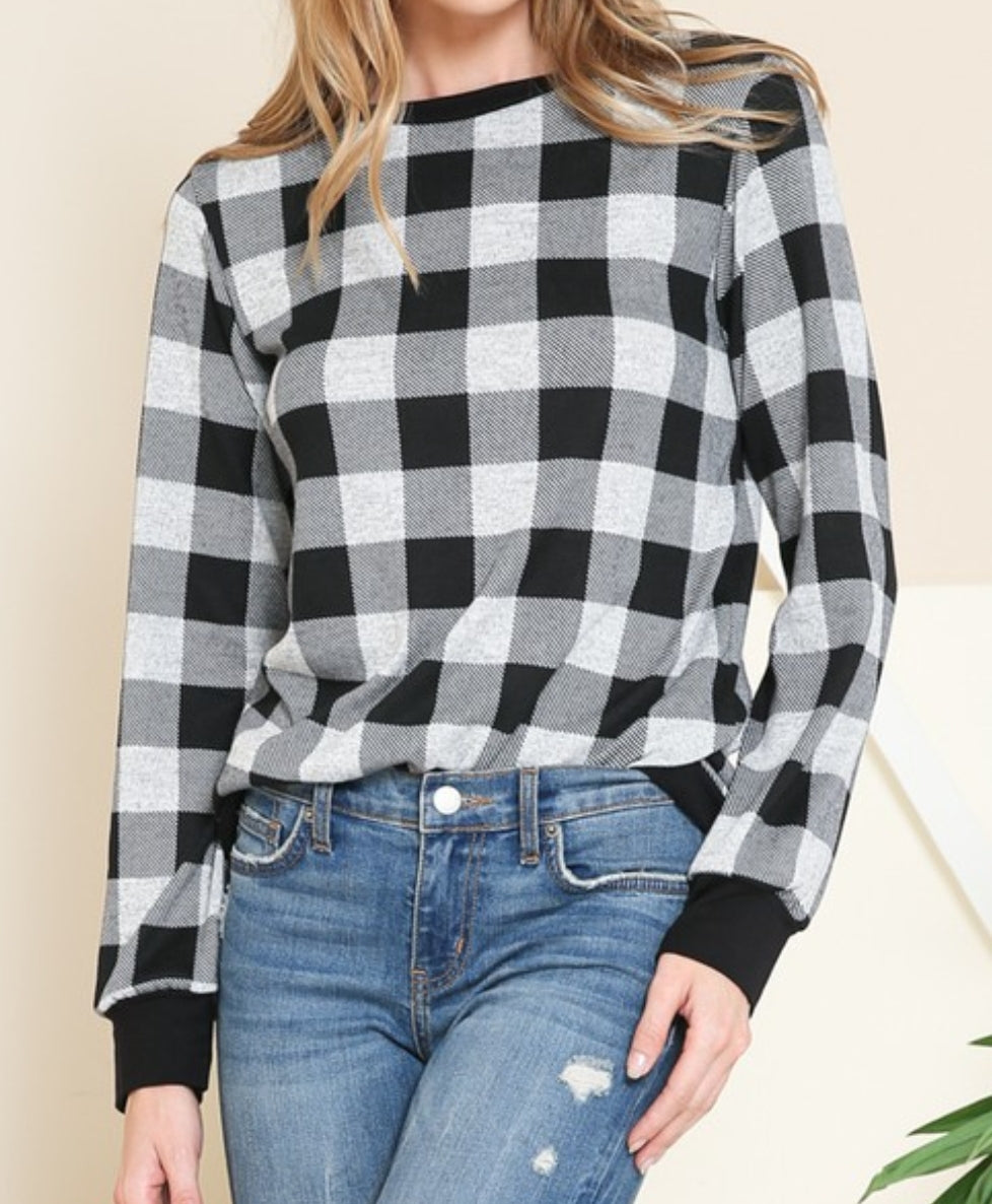 Buffalo Plaid Tunic - Gray/Black