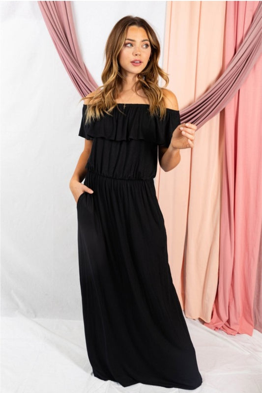 Off the Shoulder Dress - Black
