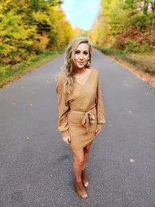 Wrap Bodycon Sweater Dress