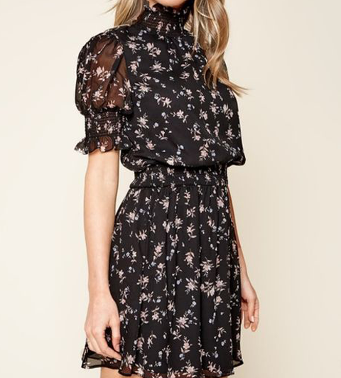 Floral Mock Neck Mini Dress